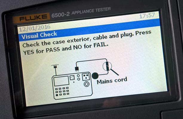 Carrying out a Visual PAT Test using a Fluke 6500-2 PAT Tester